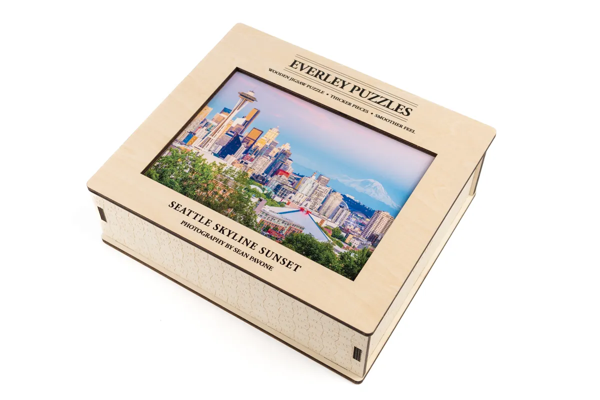 Seattle Skyline Sunset wooden puzzle, photo 1 of 7